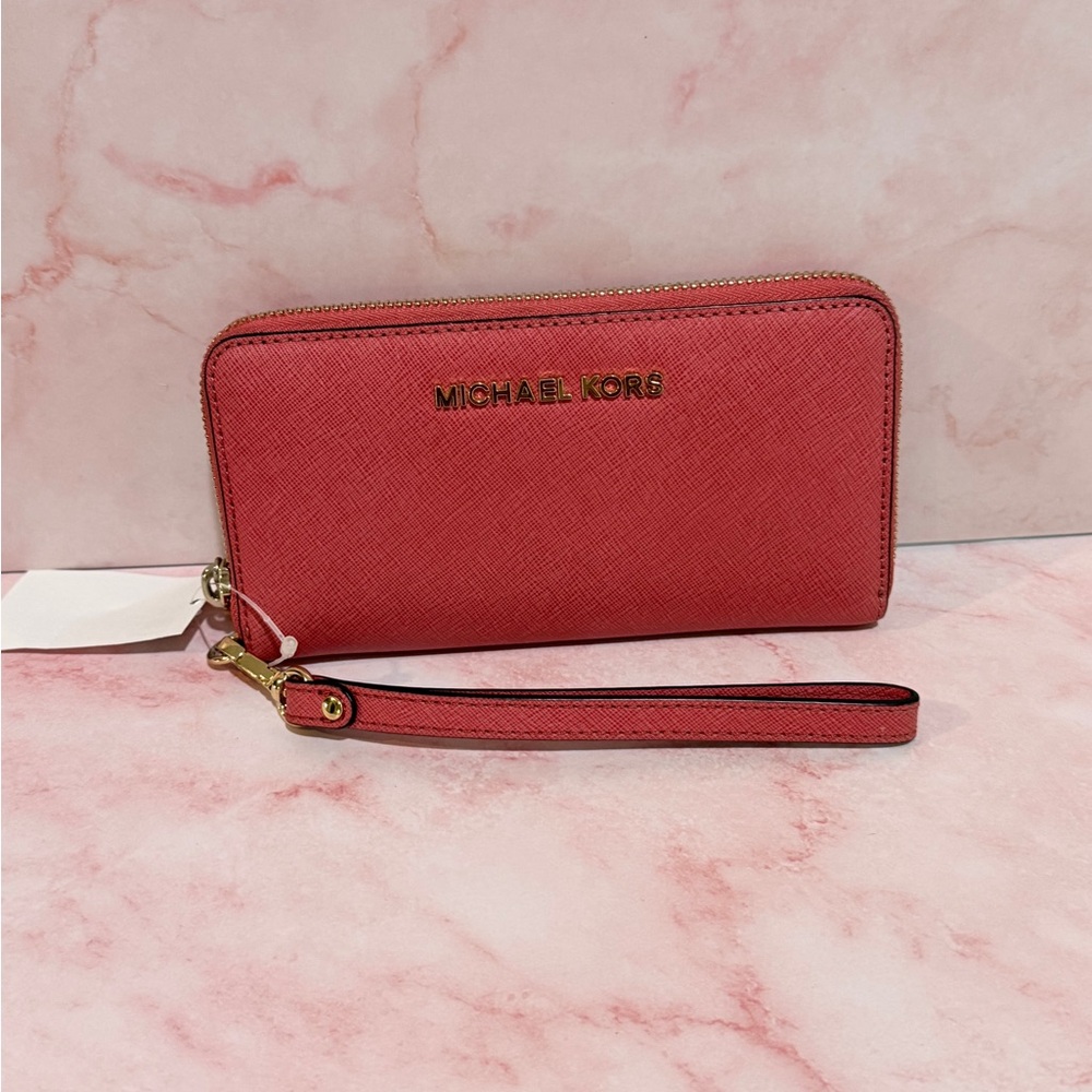 Michael Kors Red Saffiano Leather Clutch